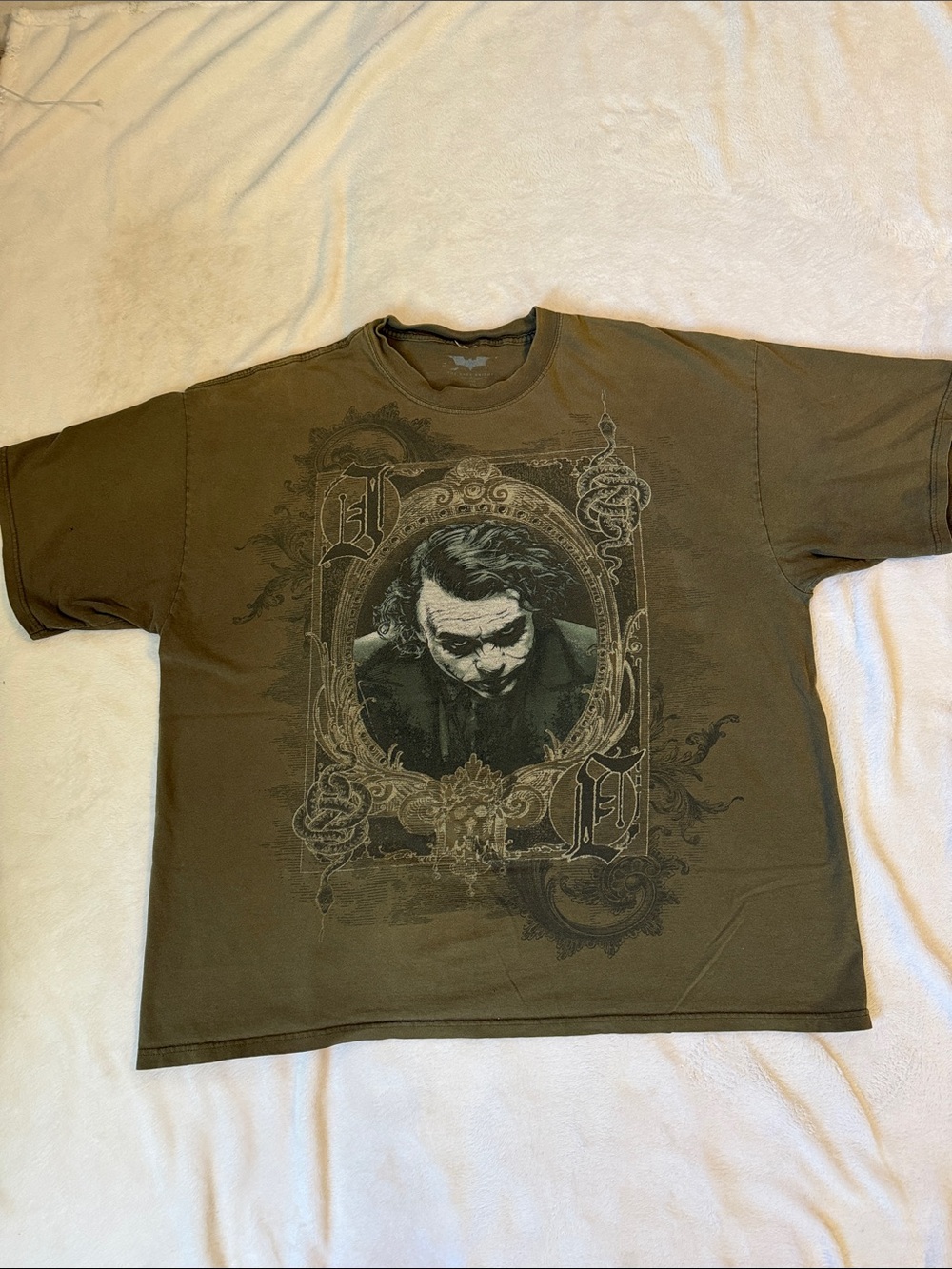Batman The Dark Knight Olive Green Graphic Short Sleeve Tee